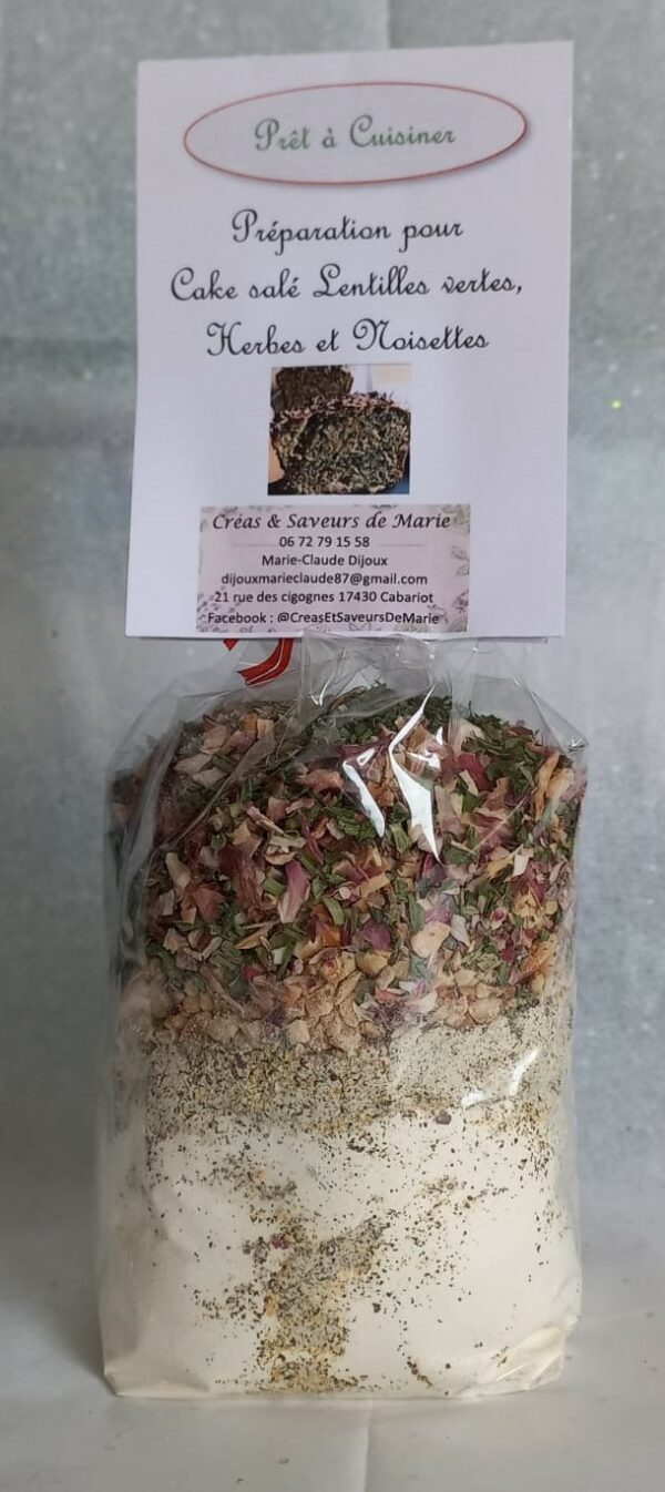 Préparation pour cake salé lentilles vertes, herbes & noisettes