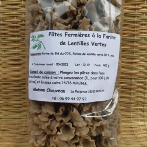 Pâtes Fermières à la farine de lentille verte