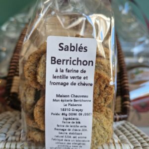 Sablés salés à la farine de lentille verte et fromage de chèvre